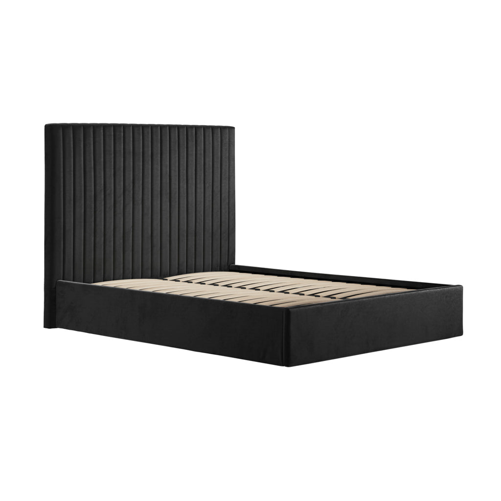 Berlin Black Velvet Tall Ottoman Double Bed